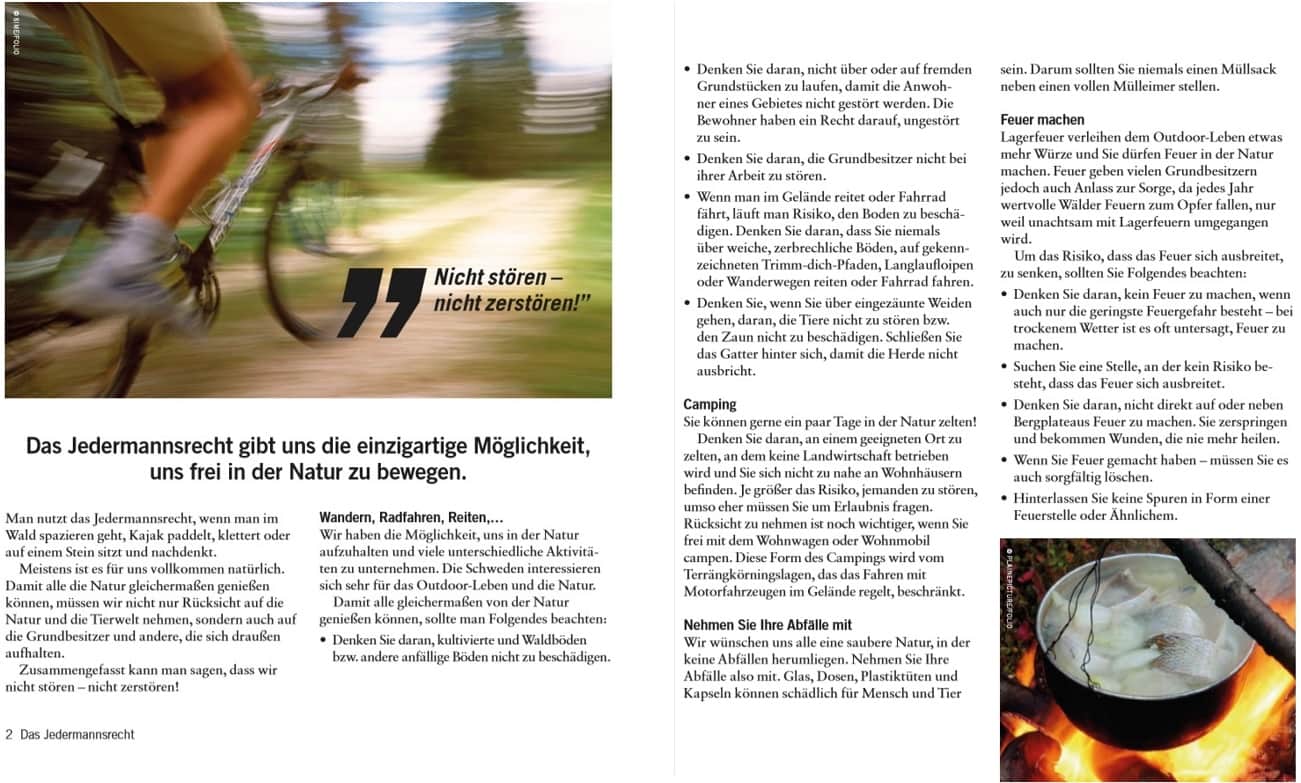 Brochure 'allemansrätten' - Jedermannsrecht